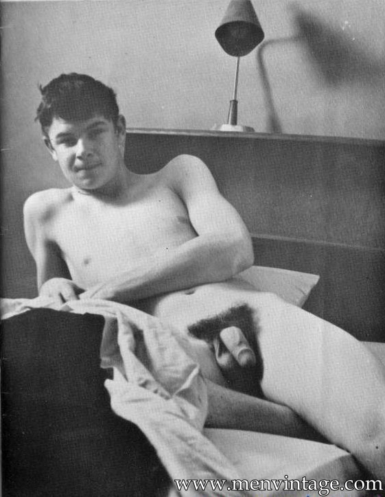 Naked boys in male vintage erotic magazine.