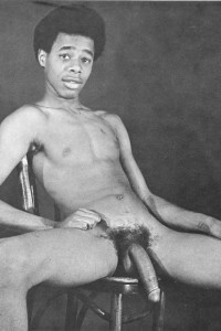 Young slim black boy nude with huge dick
